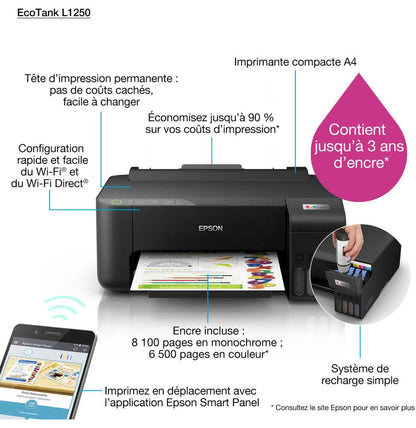 Epson EcoTank L1250 Imprimante à réservoirs rechargeables (C11CJ71403) - Logically