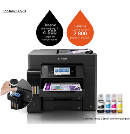 Epson EcoTank L6570 Imprimante multifonction à réservoirs rechargeables (C11CJ29403) - Logically