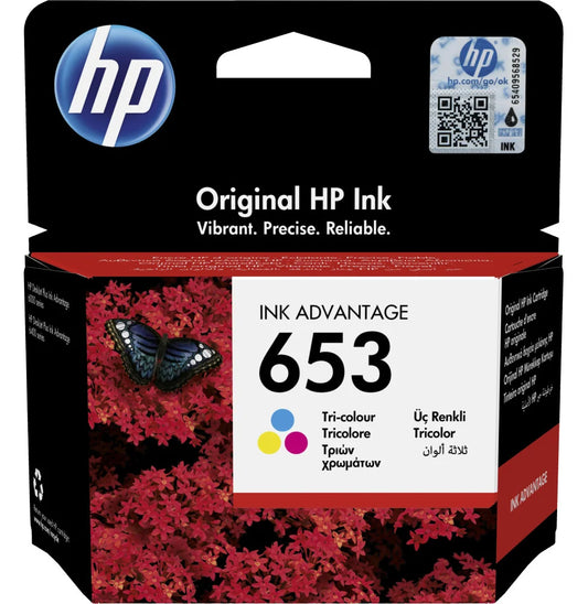 Cartouche d’encre Ink Advantage trois couleurs HP 653 authentique (3YM74AE)