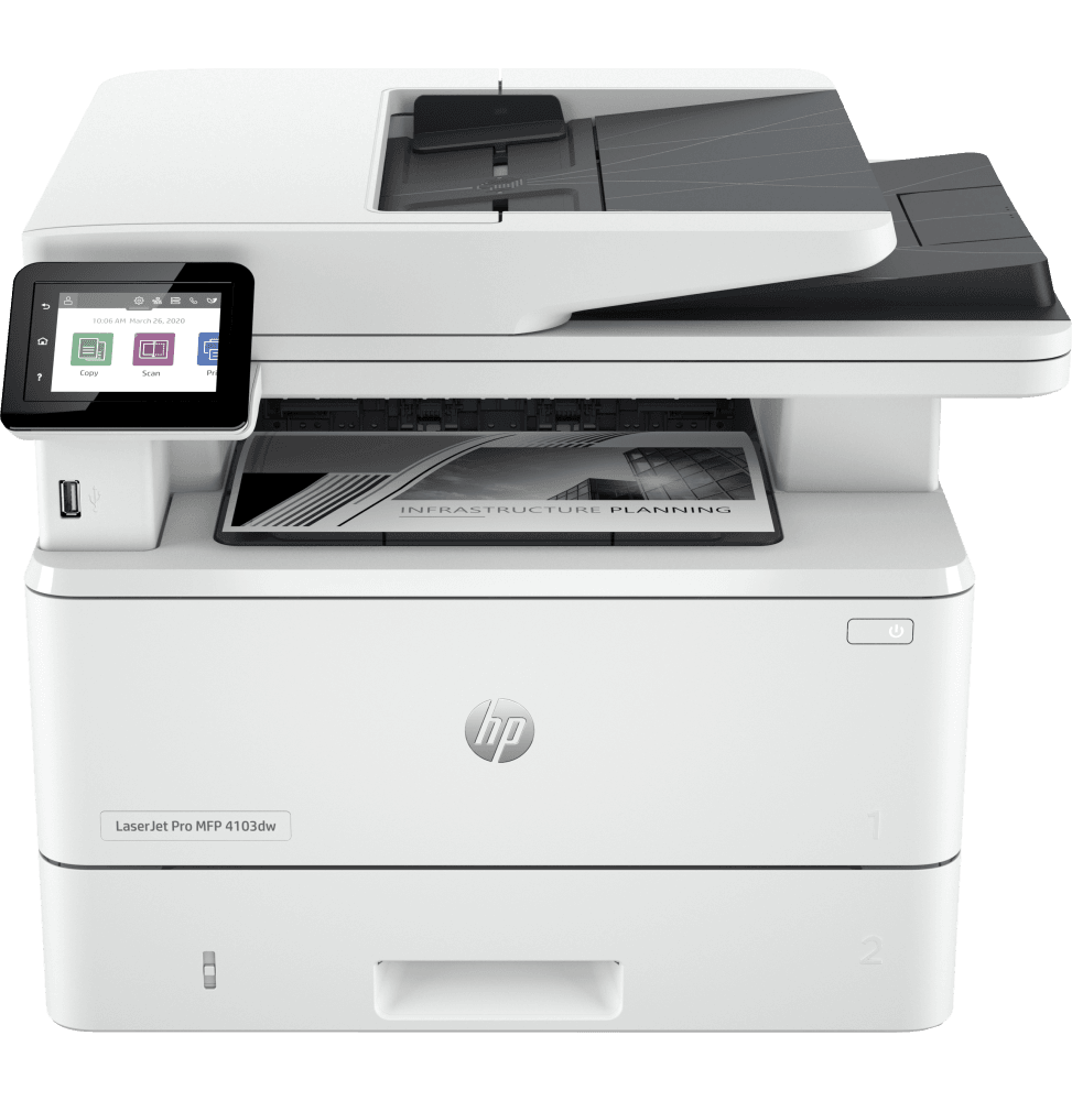 HP LaserJet Pro 4103dw Imprimante Multifonction Laser Monochrome (2Z627A) - Logically