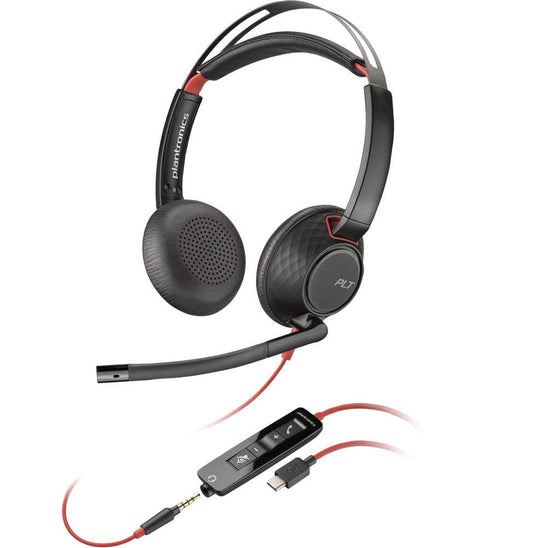 Micro-casque Poly Blackwire 5220 stéréo USB-C + adaptateur USB-C/A (8X231AA) - Logically